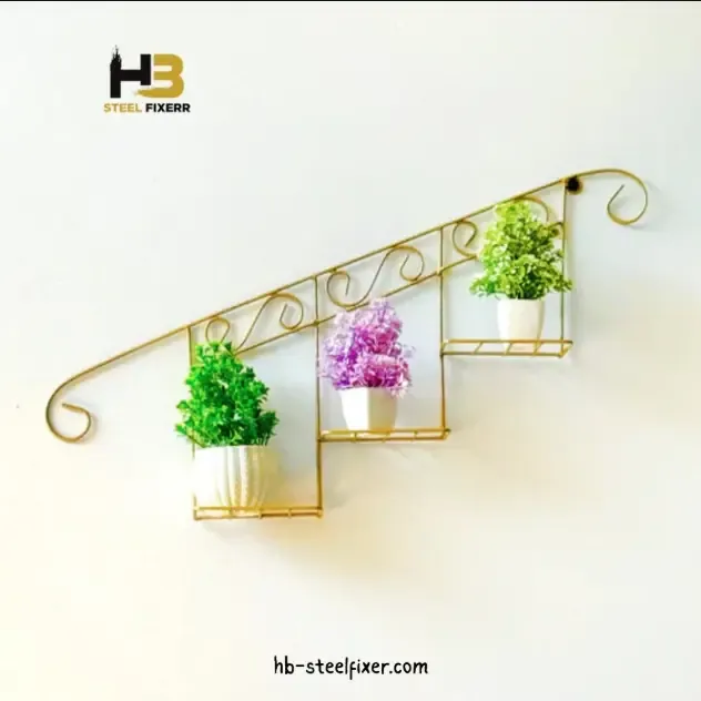 Staircase-Style Wall Hanging Floral Basket Metal Display