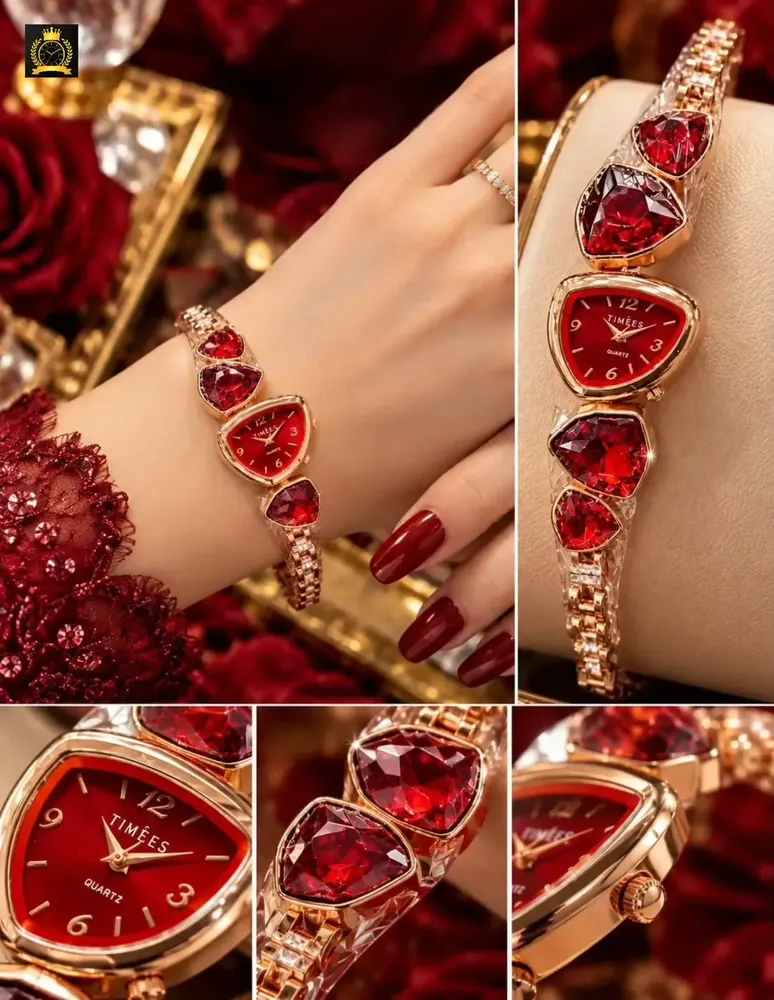 Beautiful Crystal Cut Stone Chain Watch