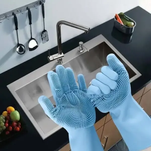 Silicone Dish Washing Gloves, 1 Pair, Random Color