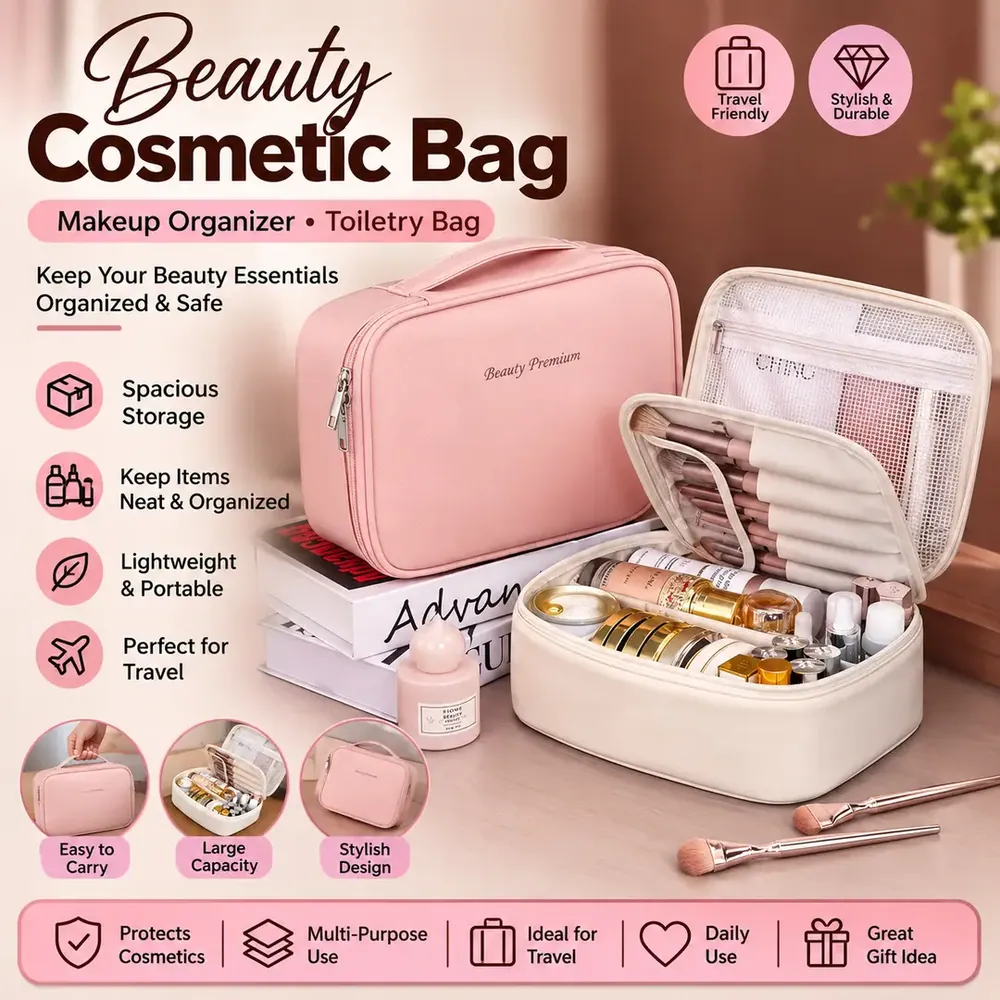 Premium Cosmetic Makeup Bag | Large Capacity Organizer