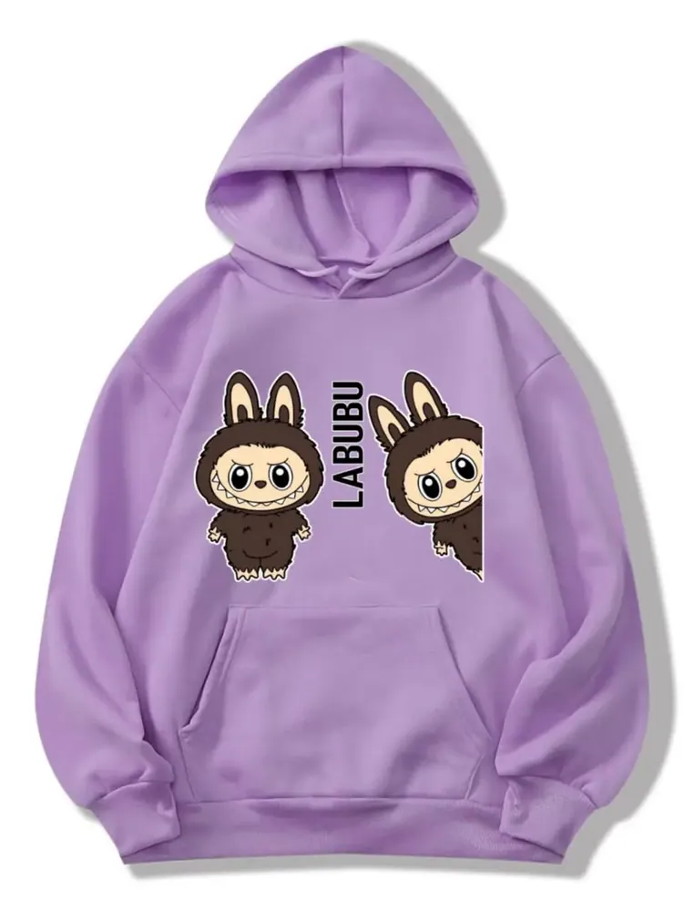 1 Pc Women's Stitched Fleece Printed Pullover Hoodie