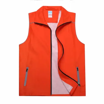 Orange Reflective Men's Vest with Zip Pockets