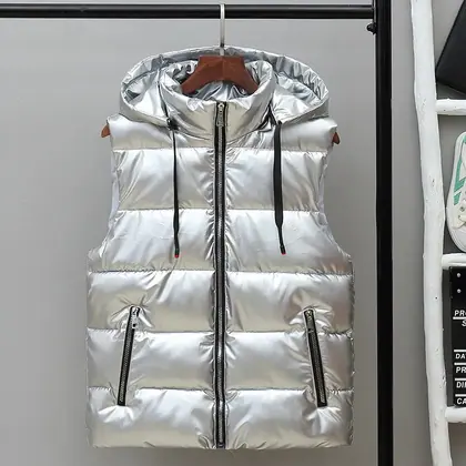 Men's Silver Hooded Puffer Vest Winter Warmth Pakistan