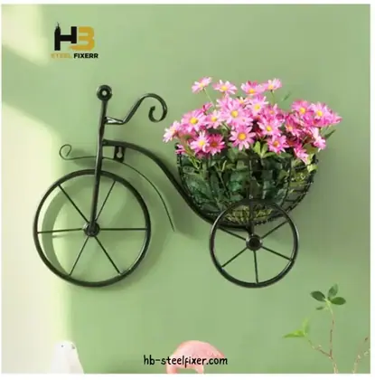 Bicycle-Shaped Iron Wall Hanging Flower Holder