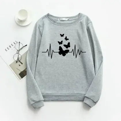 1 Pc Women's Stitched Fleece Printed Sweat Shirt